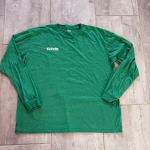 7 Eleven Long Sleeve T Shirt Mens 2XL Green OG To Go Coffee Graphic